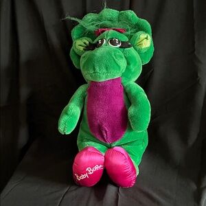 Baby Bop Green and Pink Stuffed Dinosaur Toy